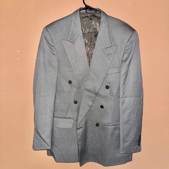 JT Beckett Men's Gray Double Breasted Blazer Sport Coat Jacket Size 41R - Picture 5 of 9